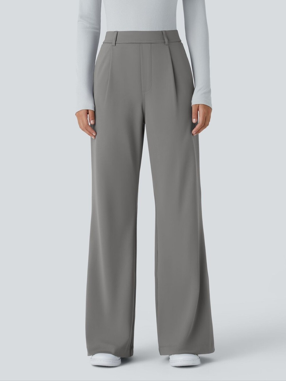 Halara Flex™ DayStretch High Waisted Pocket Work Flare Pants Sz Med Gray